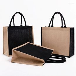 Shopping Bags Reusable Jute Tote Bag Eco Friendly Burlap Grocery For Beach Vacation Picnic