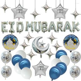 Party Decoration 40pcs/set Moon Star Letter Round Eid Mubarak Balloon Al-fitr Festival Balloons Birthday Ramadan Supplie