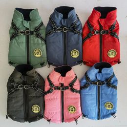 Parkas Pet Dog Jacket With Harness Winter Warm Dog Clothes Waterproof Big Dog Coat For Labrador Chihuahua French Bulldog Outfits