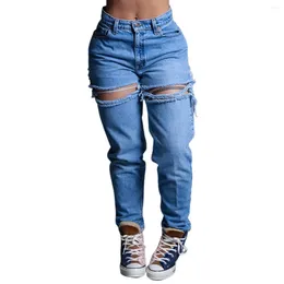 Women's Jeans Pants For Women Ripped Fashion Hip Hop Broken Holes Denim Trousers Casual Cord Long