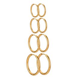 Earrings 6pcs Stainless Steel Huggie Hoop Earrings Hypoallergenic Tiny Cartilage Hoop Round Earrings 2/2.5mm Width Korean Jewelry