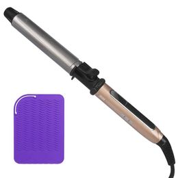 Hair Curlers Straighteners USHOW Curling Iron with Tourmaline Ceramic Technology and Digital Controls with Heat Resistant Silicone Mat 1.25 Inches Y240504