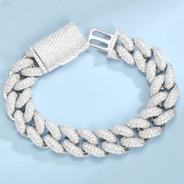 Wholesale Buss Down 25cts Sterling Silver Cuban Llink Hip Hop 18k White Gold Plated Moissanite Cuban Bracelet for Men