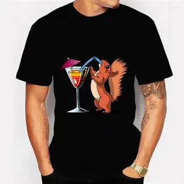 Men's T Shirts Trendy Men T-shirt Squirrel Drinking Cocktail Funny Party Oversized T-shirts Short Sleeve Tops Summer Fashion Tshirts