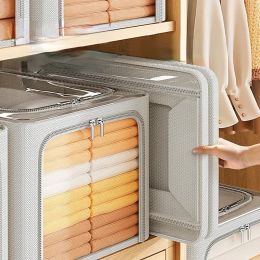 Bins New Thickened Household Oxford Cloth Storage Box Folding Clothes Finishing Basket PVC MoistureProof Visual Baina Box