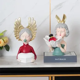 Decorative Figurines Nordic Luxury Cute Girl Storage Box Resin Accessories Home Livingroom Dressing Table Crafts Store Club Sculpture Decor