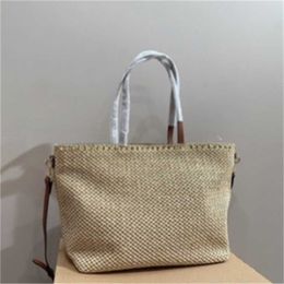 Tote bag high definition Lafite shopping tote grass weaving vacation leisure commuting large capacity rivet carrying