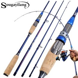 Accessories Sougayilang 4 Sections Lure Rod 2.1M 2.4M Carbon Rod Ultralight Weight Casting/Spinning Fishing Tackle Travel Rod Carp