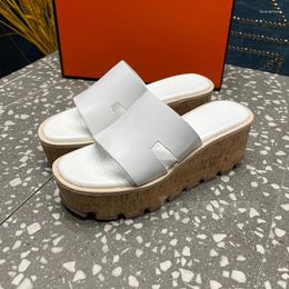 Slippers Female Summer 2024 Walk Show Style Round Head Peep Toe Wedges Ladies Shoes Foot Sensation Comfortable