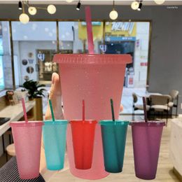 Mugs The Straw Cup Sequined Glitter Colourful Coffee Juice Mug Simple Cute Net Red Plastic Bottom Outdoor Portable
