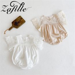 One-Pieces ZAFILLE Baby Princess Bodysuit Lace Sleeve Rompers Newborn Jumpsuits Solid Patchwork Kids Girls Clothing Sweet Infant Outfits