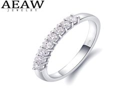 AEAW 14k White Gold 025ctw 2mm DF Round Cut EngagementWedding Moissanite Lab Grown Diamond Band Ring for Women Y01226506238