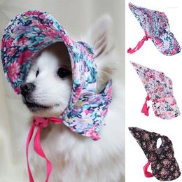 Dog Apparel Pet Cat Hat Retro Floral Summer Visor Cap Adjustable Elegant Sun Puppy Grooming Dress Up Supplies