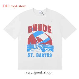 T Shirt Mens Rhude Shorts Tracksuits Designer Printing Letter Black White Grey Rainbow Colour Summer Fashion Cotton Cord Top Short Sleeve 4556