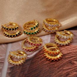 Earrings Luxury Stainless Steel Colourful Zircon Small Hoop Earrings For Women Fashion Korean Huggie Women's Jewellery pendientes mujer