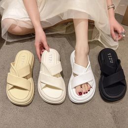 Slippers Women Fashion Design Casual Hook Loop Open-toed Outside Outdoor Cross-tied Platform Soft-soled Sandals