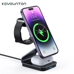 Chargers 15W Magnetic Wireless Charger Stand For iPhone 12 13 Pro Max 14 Plus 3 in 1 Fast Charging Dock Station For Apple Watch 8 AirPods