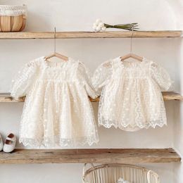 One-Pieces Newborn Baby Girls Sister Dress Clothes Infant Baby Girls Short Sleeve Lace Jumpsuit Sweet Kids Baby Girls Princess Rompers