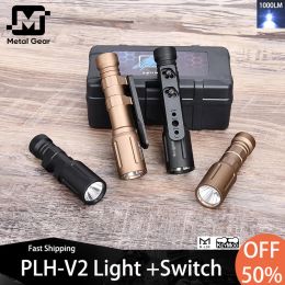 Scopes Tactical Metal Modlit PLHv2 Flashlight Base 1300 Lumen Bright Hunting Spotlight Mount Plhv2 White LED Scout Light Mlok Keymod