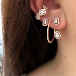 Earrings Geometric cz clip on earring 5A cubic zirconia sparking bling various shaped cz no piercing ear cuff for women 1 piece