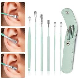 Trimmers 6Pcs/set Ear Wax Pickers Cleaning Stainless Steel Earpick Wax Remover Curette Ear Pick Cleaner Ear Cleaner Spoon Care Ear Tools