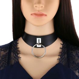 Necklaces Gothic choker goth girls vegan leather collar punk chokers harajuku emo necklace chocker dark fashion halloween accessories