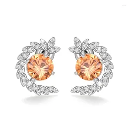 Stud Earrings Colourful Cubic Zirconia For Women Trendy Design Temperament Female Wedding Party Trend Jewellery