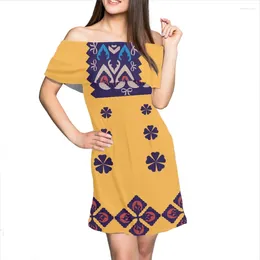 Casual Dresses Traditional Tribes Summer Women Retro Clothing Arrival 7XL Dress High Quality Plus Size Ruffle Off Shoulder