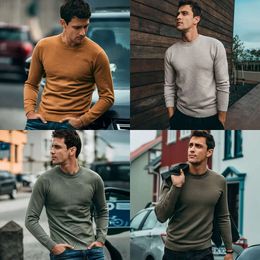 Autumn KUEGOU Cotton Plain Grey Sweater Men Pullover Casual Jumper for Male Wear Brand Knitted Korean Style Clothes 8921 201022