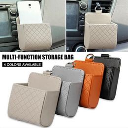Storage Bags Car Leather Basket Retro Auto Interior Air Vent Bag Cellphone Holder Pounch Box With Hook In Stock