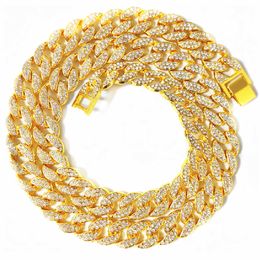 Mens Hip Hop Rap Accessories Hiphop All Diamond Tree Leaves Cuban Diamond Gold Necklace