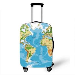 Accessories Fashion World Map Animal Printed Thicker Luggage Cover Travel Accessories Women Elastic Suitcase Trolley Case Protective Covers