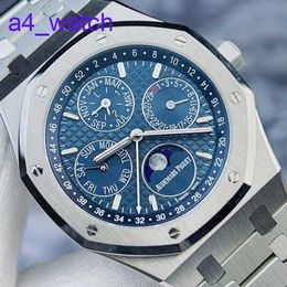 Modern AP Wrist Watch Royal Oak Series 26574ST Blue Dial Perpetual Calendar Automatic Mechanical Men's Watch Precision Steel Leap Year Display 41mm