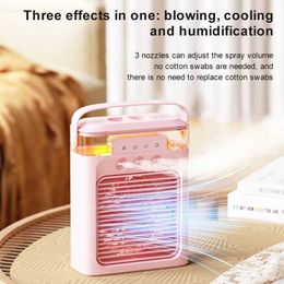 Humidifiers New USB spray fan humidifier refrigerant air conditioning fan desktop mini air cooler home office cooling fan Y240422