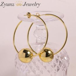 Stud Earrings 5 Pairs Trendy Big Round Ball C Shaped Gold Color Smooth Jewelry Drop Fashion Gift