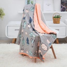 sets 158x100cm/100x80cmbaby Unisex Baby Plush Mink Blanket Winter Newborn Thermal Soft Fleece Swaddle Wrap Bedding Set Cotton Quilt