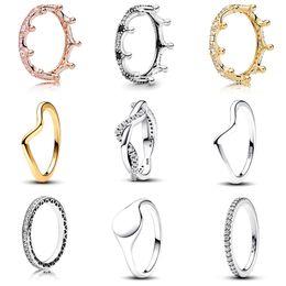 925 Silver Ring Sparkling Wishbone Heart Ring Princess Wishbone Ring Ladies Wedding Gift PAN Ring Jewelry Free Shipping