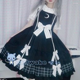 Casual Dresses Gothic Vintage Sweet Lolita Dress Lace Bowknot Lattice Embroidery Victorian Kawaii Girl Jsk Loli Cosplay