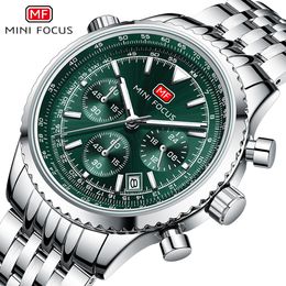 MINI FOCUS watch fashionable men's watch multifunctional quartz watch aviation chronograph men's watch stainless steel band 0463G