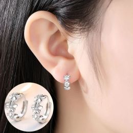 Earrings 925 Silver Needle New Women's Fashion High Quality Jewellery Crystal Zircon Flower Type Three Fiveleaf Flower Earrings 2023 New