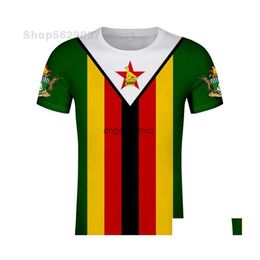 MenS T-Shirts Zimbabwe T Shirt Diy Custom Name Number Zwe Tshirt Nation Flag Zw Country College Yezimbabwe Zimbabwean Po Text Cloth Dhvw6