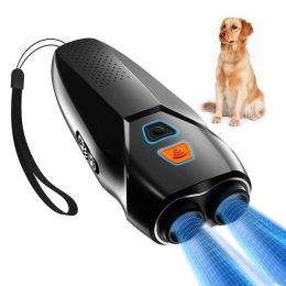 Repellents Ultrasonic Dog Repeller LED Flashlight Dual Sensor Anti Barking Device Training Deterrent Modes USB Rechargeable Dog Trainings