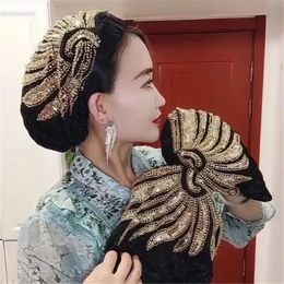 Turban Caps with Hairband Muslim Headscarf Bonnet Female Head Wraps Turbante Mujer Fashion Headwear Accessories 240409