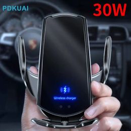 Chargers 30W Wireless Car Charger AutoClamping Infrared Sensor Phone Mount Air Vent Phone Holder iPhone 15 14 13 12 11 X Samsung S22 S23