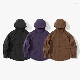 Men's Jackets Men Outdoor Quick Dry Long Sleeve Loose Casual Hooded Cargo Shirt Style Jacket Man Streetwear Spring Autumn Coat