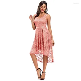 Casual Dresses Women 2024 Spring Summer V-Neck Sleeveless Sexy Lace Dress Ladies Party Vestidos DX2101