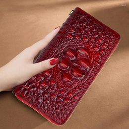 Wallets Alligator Pattern Ladies Wallet Genuine Leather Coin Purse Crocodile Cowhide Woman Large Capacity Female Clutch Bag