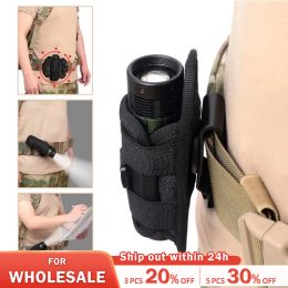 Scopes Tactical Hunting Molle Nylon Flashlight Pouch 360 Degrees Rotatable Outdoor Flashlight Cover Holster Torch Case Portable Torch