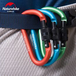 Bags Naturehike 4pcs 6cm Outdoor Multifunctional Carabiner Type With Lock Aluminium Alloy Key Backpack Hang Buckle Not Exceeding 40KG