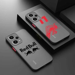 Cell Phone Bumpers RED Energy drink Bull For Redmi Note 12S 12T 11E 11T 11S 10T 10S Speed Pro Plus Max Lite Frosted Translucent Phone Case Y240423